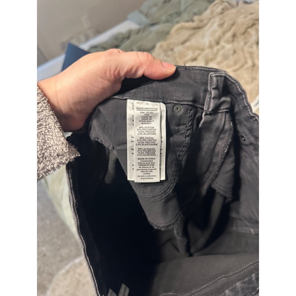 Y Good American Black Good Straight Raw Edge Cotton Casual Jeans - Picture 12 of 12